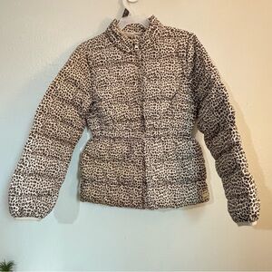 GAP Kids Leopard Print Puffer Jacket - Cream and Black